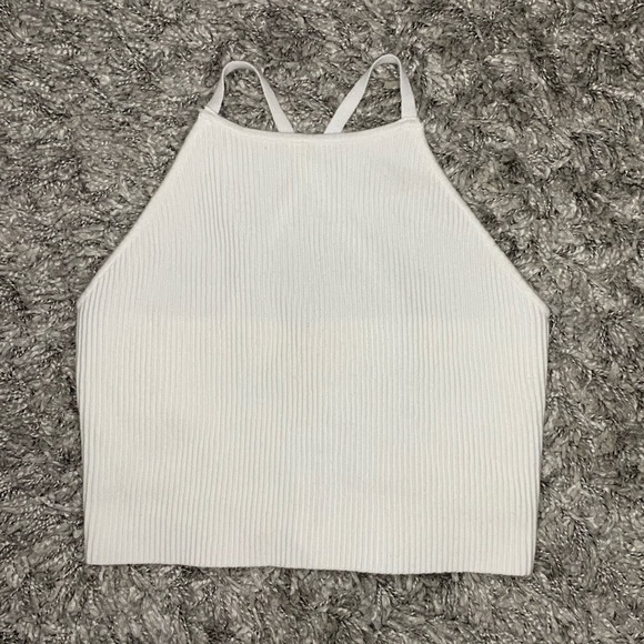 NWT Pac Sun L.A. Hearts White Ribbed Cross Back Crop Top - Picture 4 of 4